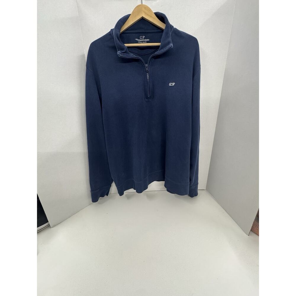 Vineyard Vines Men's Pullover 1/4 Zip Long Sleeve Top Navy Blue Cotton, Size XXL